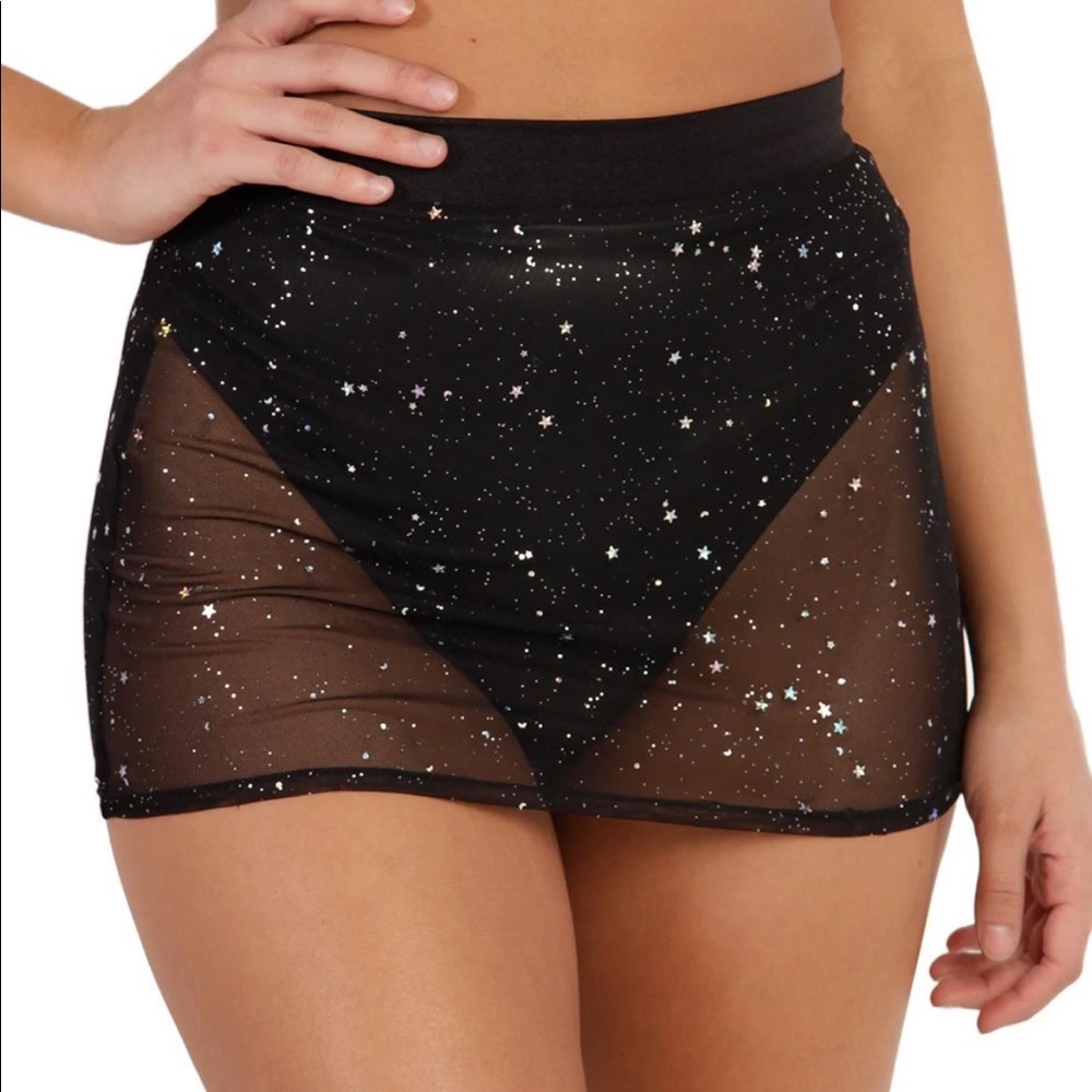 iHeartRaves XS Holo Star Mini Skirt NWT